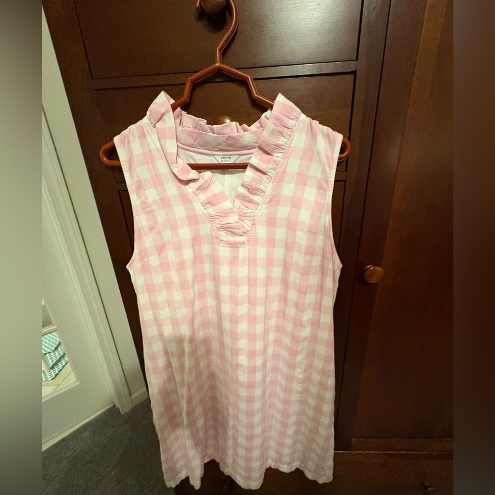 Crown & Ivy Ruffled Collar Striped dress